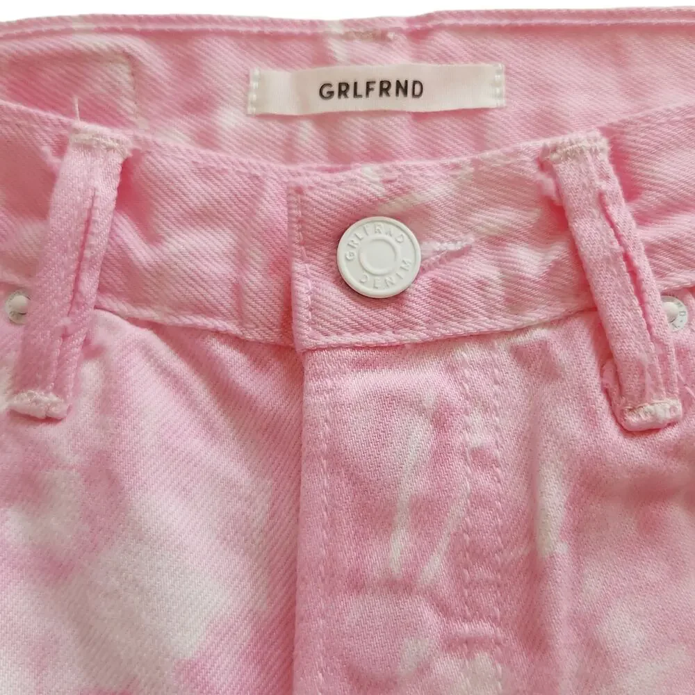 GRLFRND The Helena tie dye straight leg high waist crop jeans Juicy Fruit 25 NEW - Picture 8 of 10